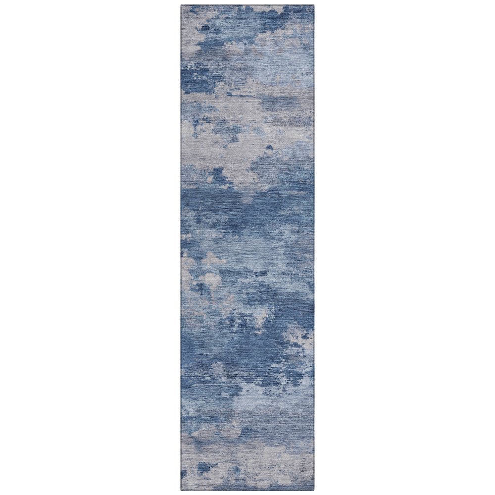 Machine Washable Indoor/Outdoor Chantille ACN2075 Navy 2'3" x 7'6" Runner Rug. Picture 1