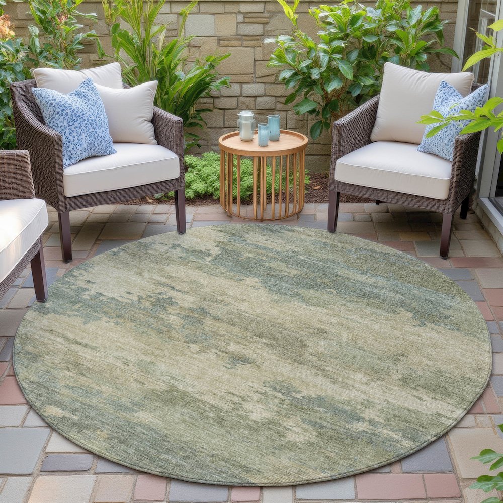 Machine Washable Indoor/Outdoor Chantille ACN2075 Seafoam 8' x 8' Round Rug. Picture 6