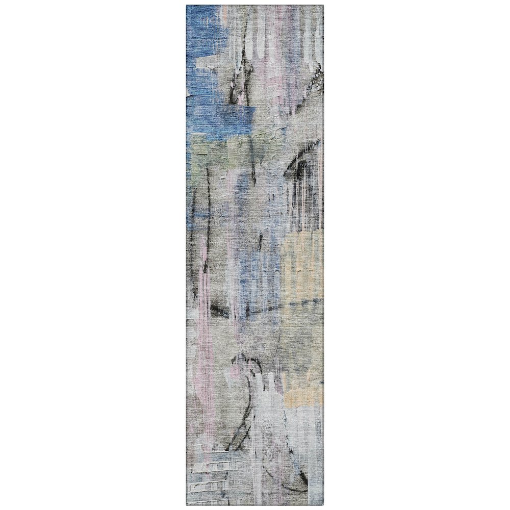 Machine Washable Indoor/Outdoor Chantille ACN2076 Blue 2'3" x 7'6" Runner Rug. Picture 1