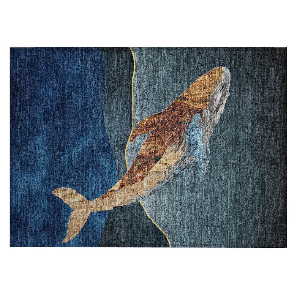 Machine Washable Indoor/Outdoor Chantille ACN2078 Blue 1'8" x 2'6" Rug. Picture 1