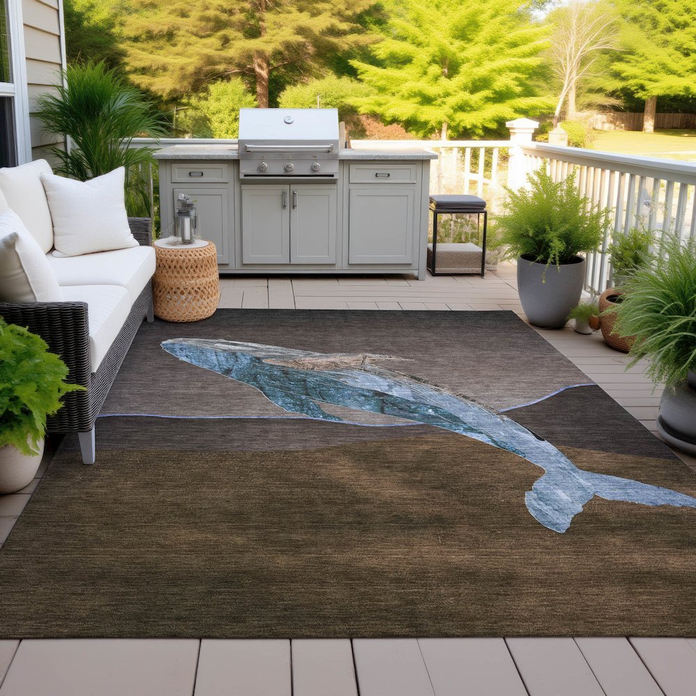 Machine Washable Indoor/Outdoor Chantille ACN2078 Brown 2'6" x 3'10" Rug. Picture 7