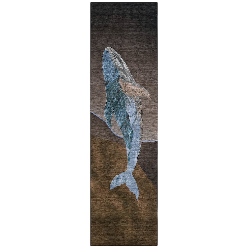 Machine Washable Indoor/Outdoor Chantille ACN2078 Brown 2'3" x 7'6" Runner Rug. Picture 1