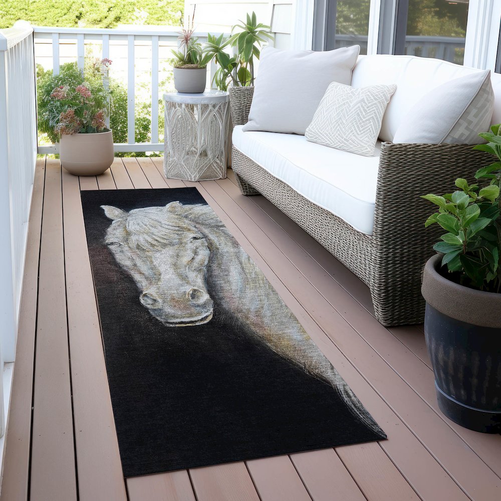 Machine Washable Indoor/Outdoor Chantille ACN2080 Ivory 2'3" x 7'6" Runner Rug. Picture 6