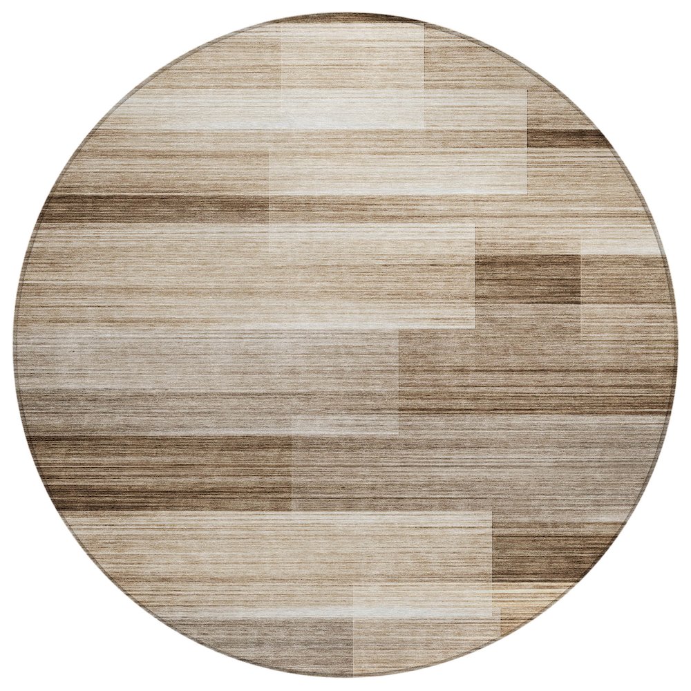 Machine Washable Indoor/Outdoor Chantille ACN2082 Brown 8' x 8' Round Rug. Picture 1