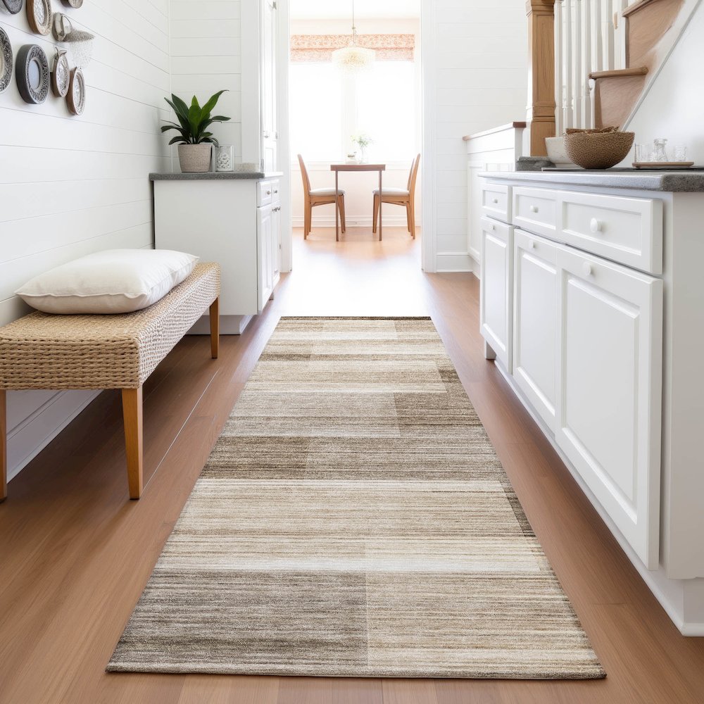 Machine Washable Indoor/Outdoor Chantille ACN2082 Brown 2'3" x 7'6" Runner Rug. Picture 5