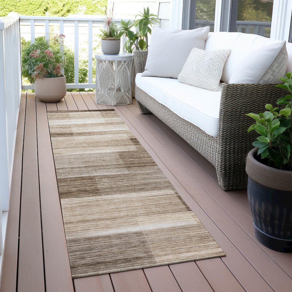 Machine Washable Indoor/Outdoor Chantille ACN2082 Brown 2'3" x 7'6" Runner Rug. Picture 6