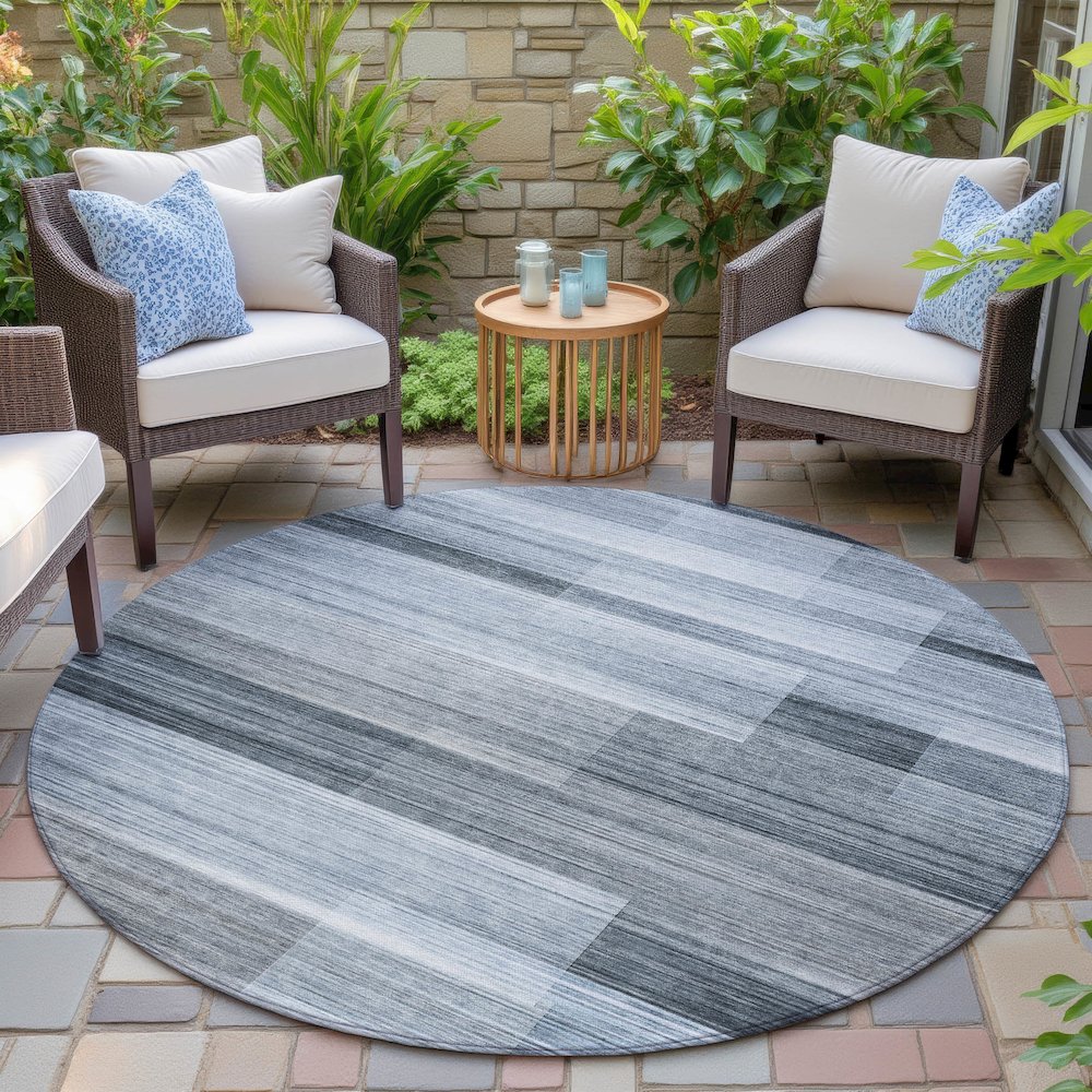 Machine Washable Indoor/Outdoor Chantille ACN2082 Denim 8' x 8' Round Rug. Picture 6