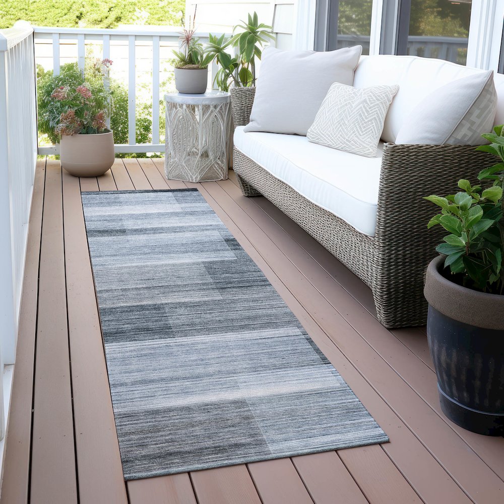 Machine Washable Indoor/Outdoor Chantille ACN2082 Denim 2'3" x 7'6" Runner Rug. Picture 6