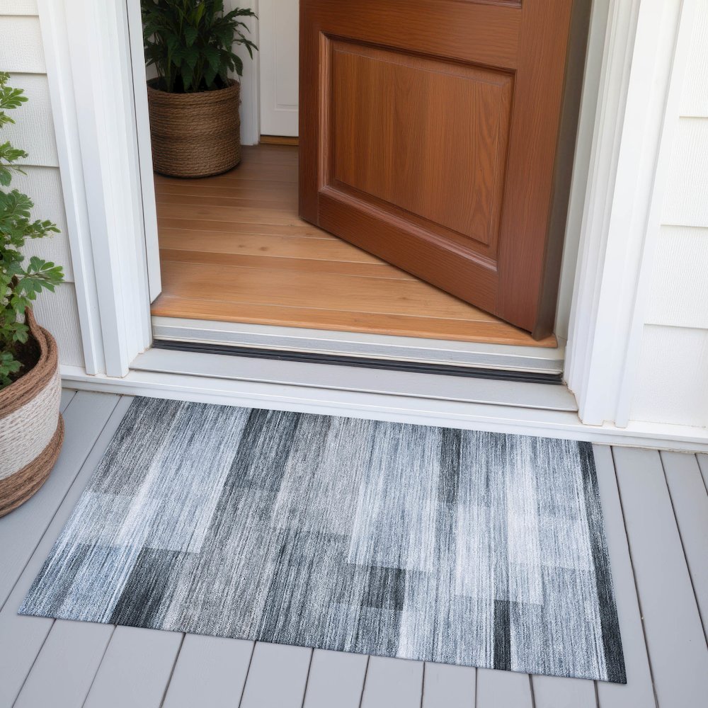 Machine Washable Indoor/Outdoor Chantille ACN2082 Denim 1'8" x 2'6" Rug. Picture 6