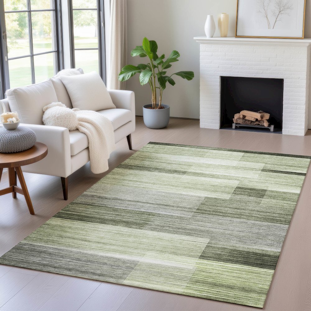 Machine Washable Indoor/Outdoor Chantille ACN2082 Green 2'6" x 3'10" Rug. Picture 5