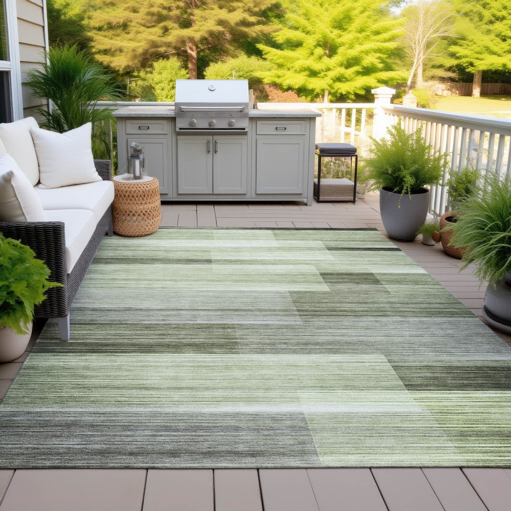 Machine Washable Indoor/Outdoor Chantille ACN2082 Green 2'6" x 3'10" Rug. Picture 7