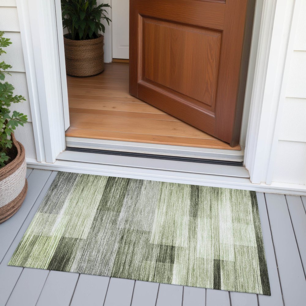 Machine Washable Indoor/Outdoor Chantille ACN2082 Green 1'8" x 2'6" Rug. Picture 6