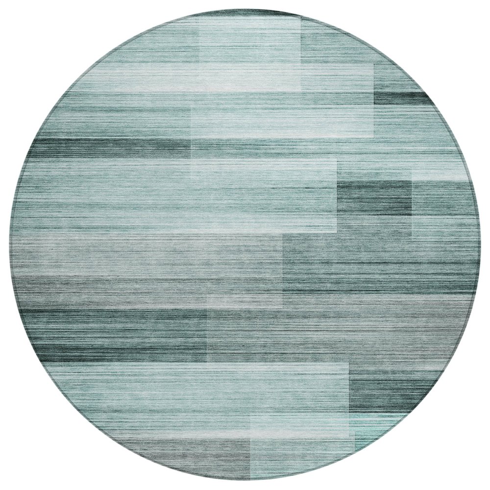 Machine Washable Indoor/Outdoor Chantille ACN2082 Teal 8' x 8' Round Rug. Picture 1