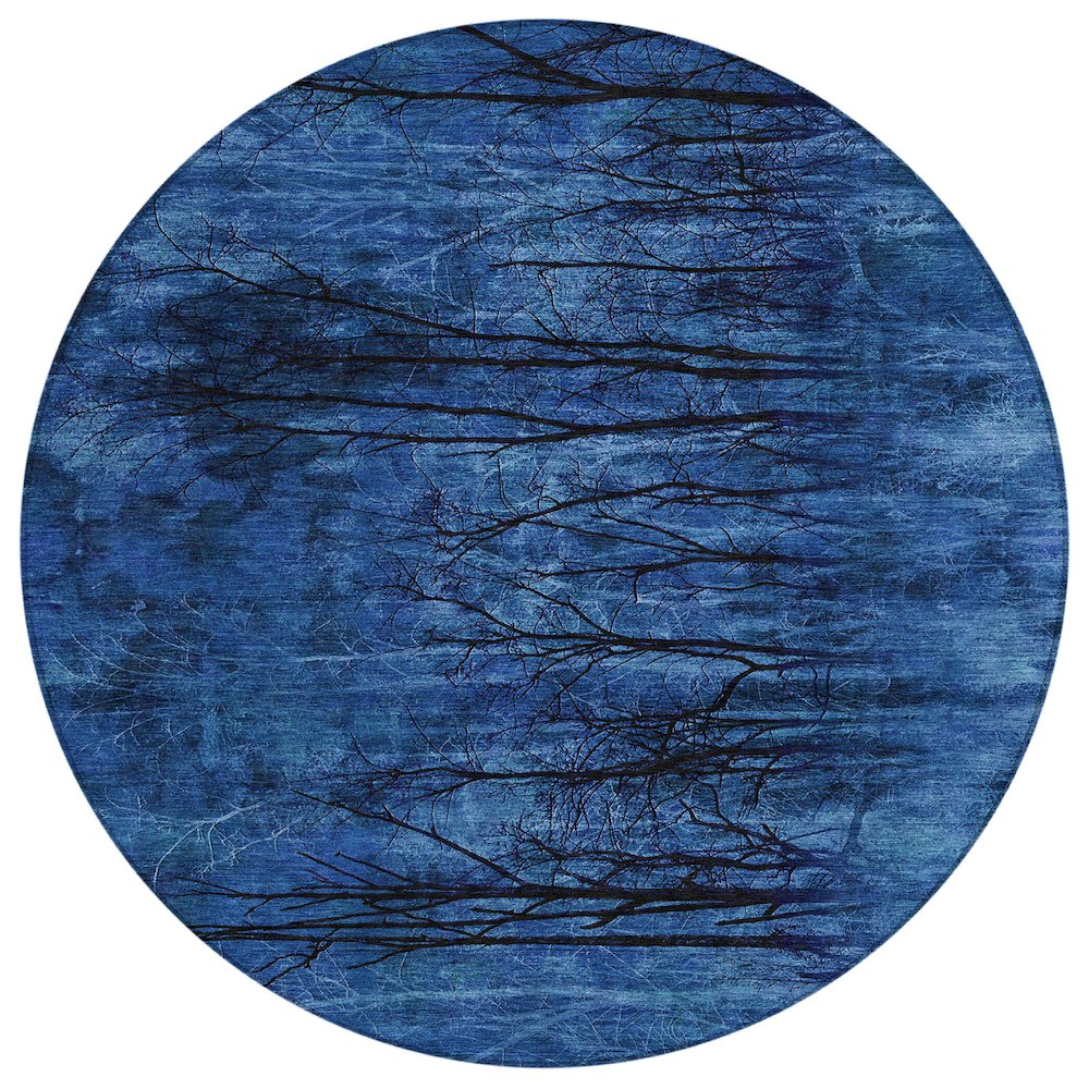 Machine Washable Indoor/Outdoor Chantille ACN2083 Blue 8' x 8' Round Rug. Picture 1