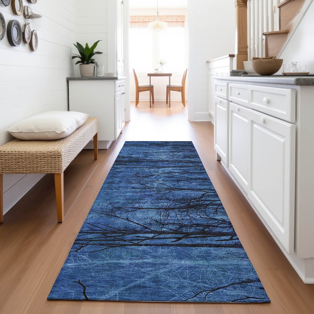 Machine Washable Indoor/Outdoor Chantille ACN2083 Blue 2'3" x 7'6" Runner Rug. Picture 5