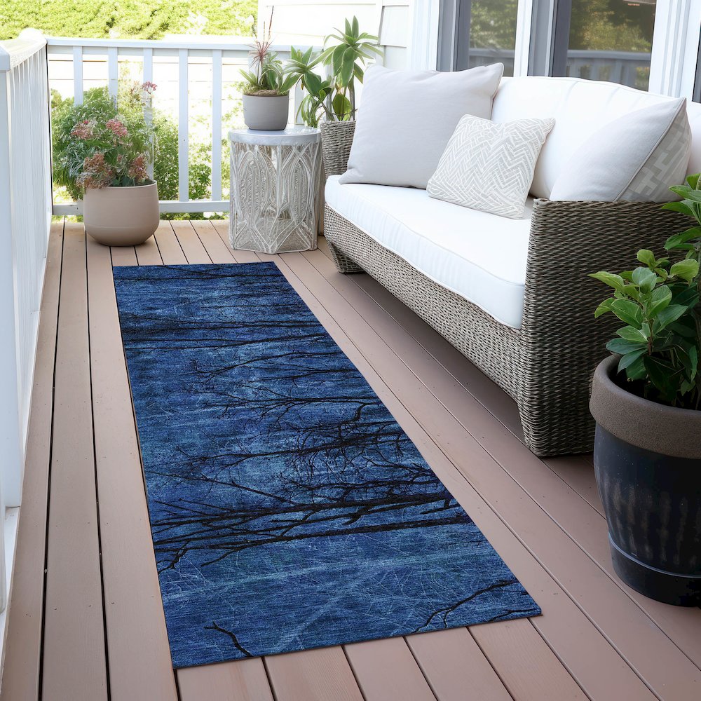Machine Washable Indoor/Outdoor Chantille ACN2083 Blue 2'3" x 7'6" Runner Rug. Picture 6