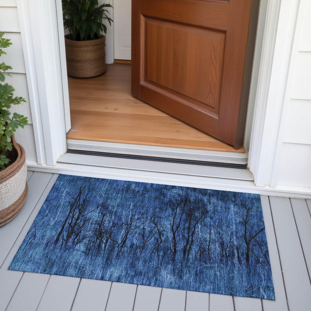 Machine Washable Indoor/Outdoor Chantille ACN2083 Blue 1'8" x 2'6" Rug. Picture 6