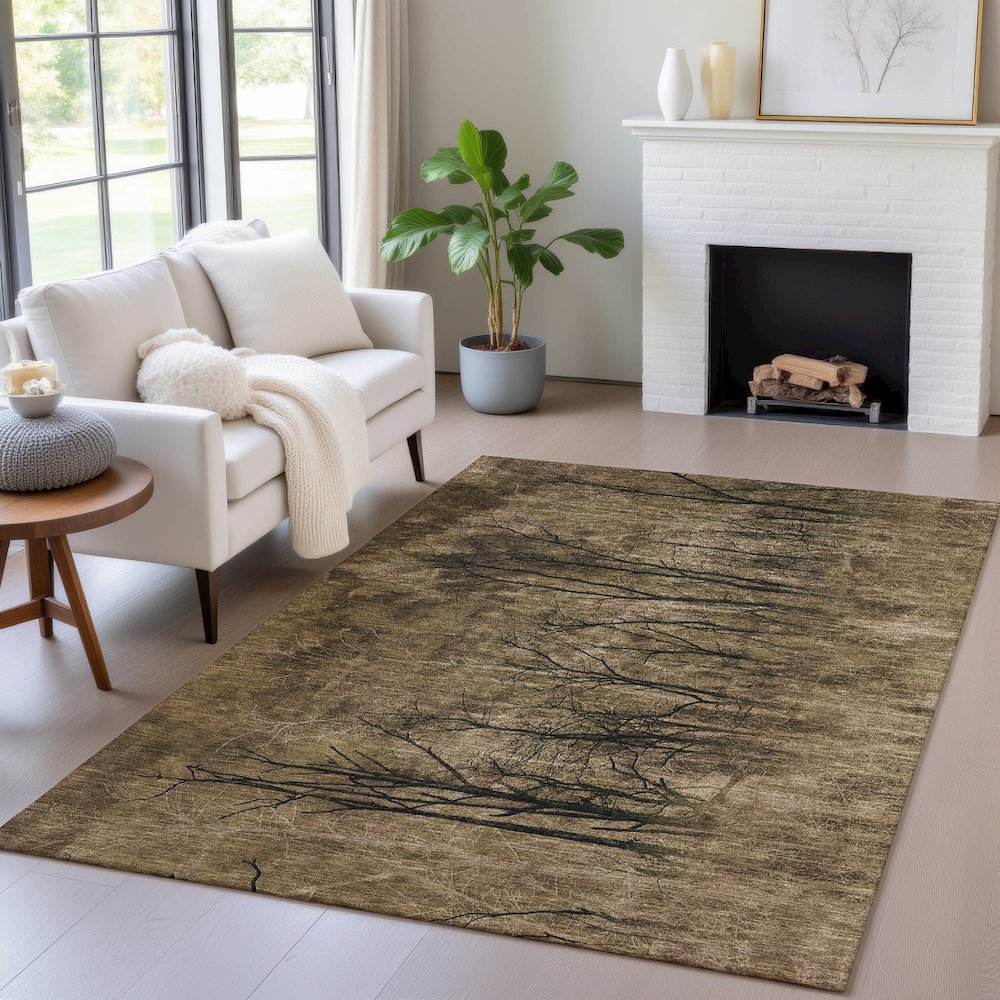 Machine Washable Indoor/Outdoor Chantille ACN2083 Brown 2'6" x 3'10" Rug. Picture 5