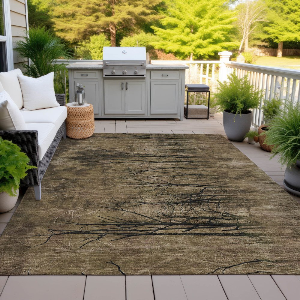 Machine Washable Indoor/Outdoor Chantille ACN2083 Brown 2'6" x 3'10" Rug. Picture 7