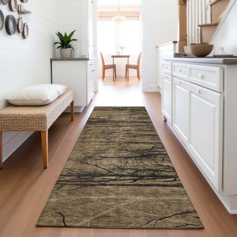 Machine Washable Indoor/Outdoor Chantille ACN2083 Brown 2'3" x 7'6" Runner Rug. Picture 5