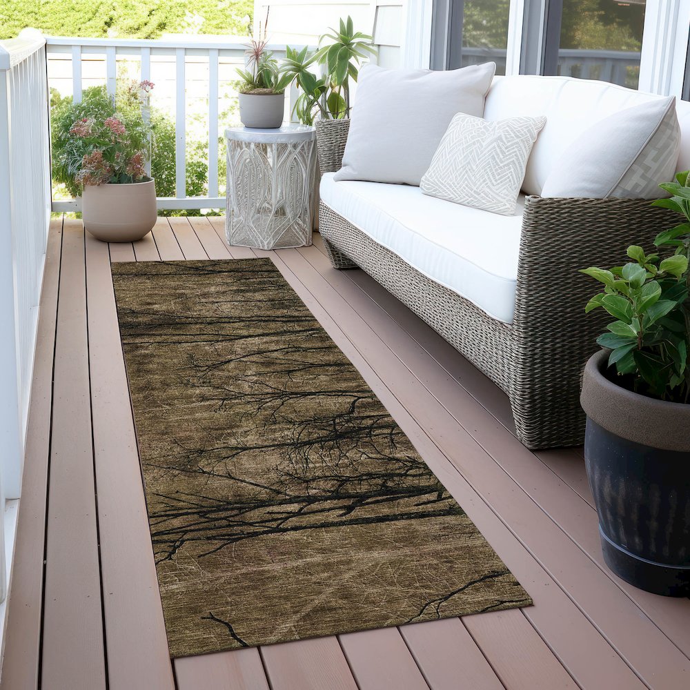 Machine Washable Indoor/Outdoor Chantille ACN2083 Brown 2'3" x 7'6" Runner Rug. Picture 6
