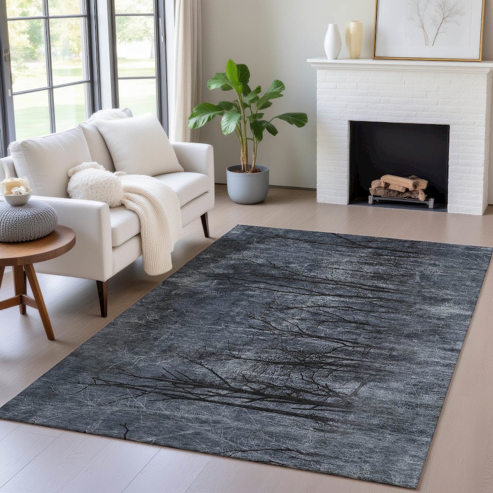 Machine Washable Indoor/Outdoor Chantille ACN2083 Charcoal 2'6" x 3'10" Rug. Picture 5