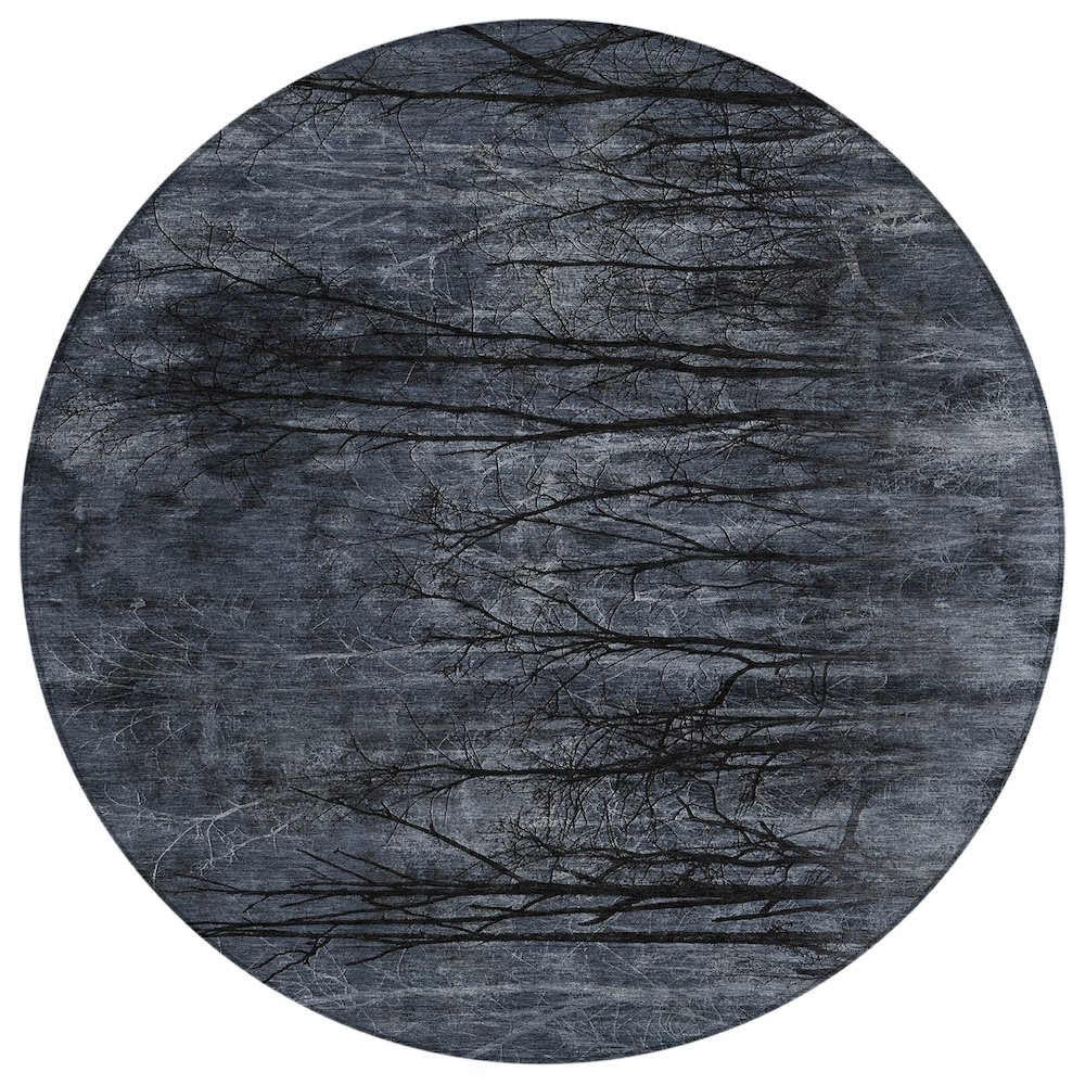 Machine Washable Indoor/Outdoor Chantille ACN2083 Charcoal 8' x 8' Round Rug. Picture 1