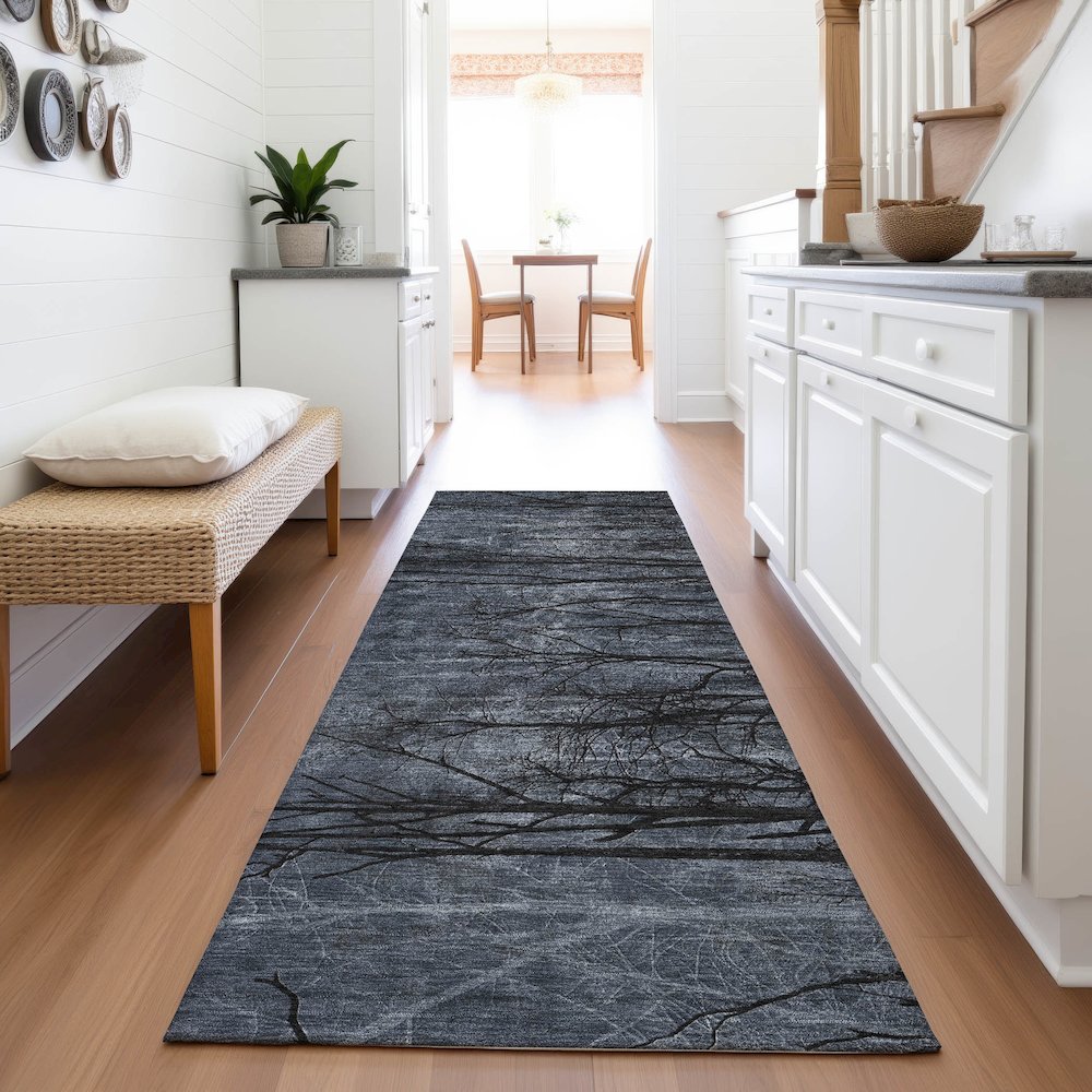 Machine Washable Indoor/Outdoor Chantille ACN2083 Charcoal 2'3"x7'6" Runner Rug. Picture 5