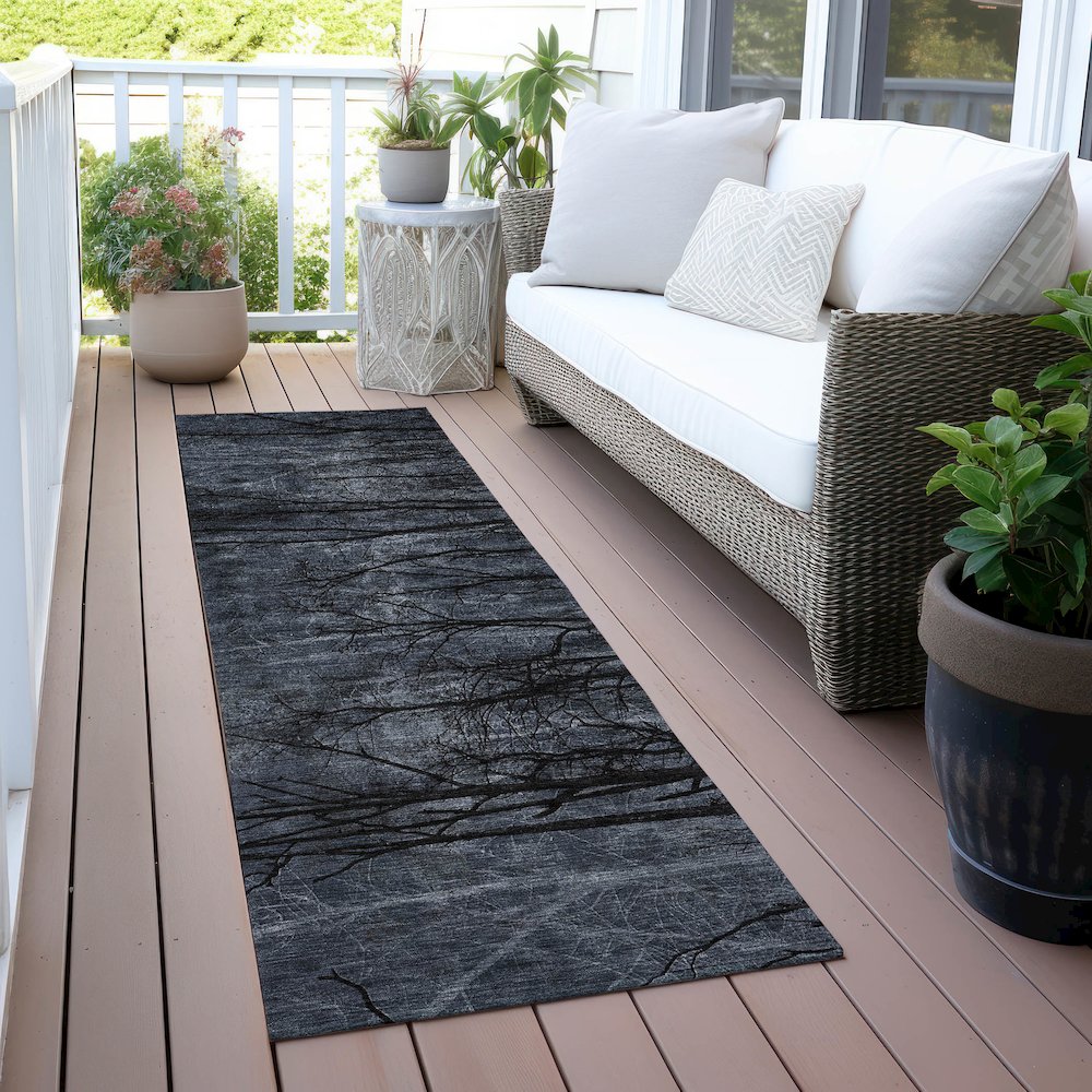 Machine Washable Indoor/Outdoor Chantille ACN2083 Charcoal 2'3"x7'6" Runner Rug. Picture 6