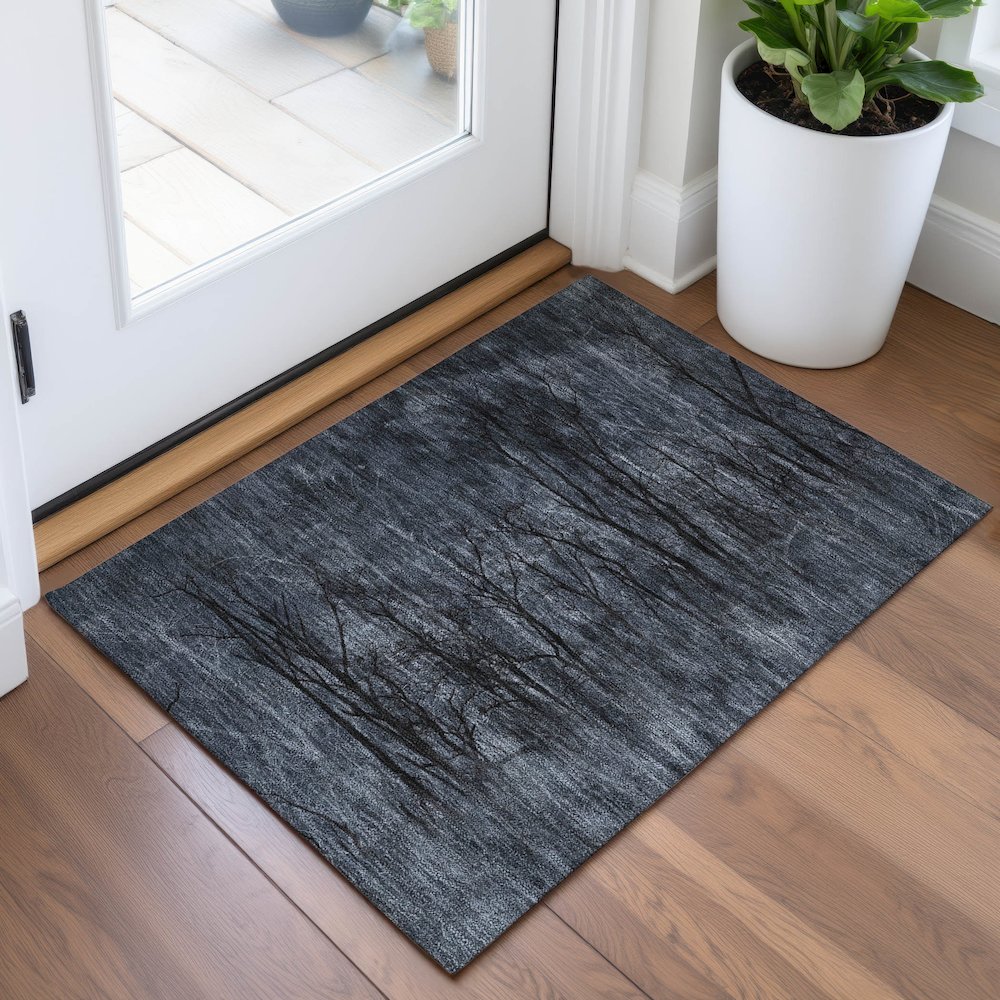 Machine Washable Indoor/Outdoor Chantille ACN2083 Charcoal 1'8" x 2'6" Rug. Picture 5