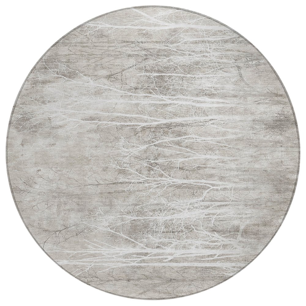 Machine Washable Indoor/Outdoor Chantille ACN2083 Silver 8' x 8' Round Rug. Picture 1