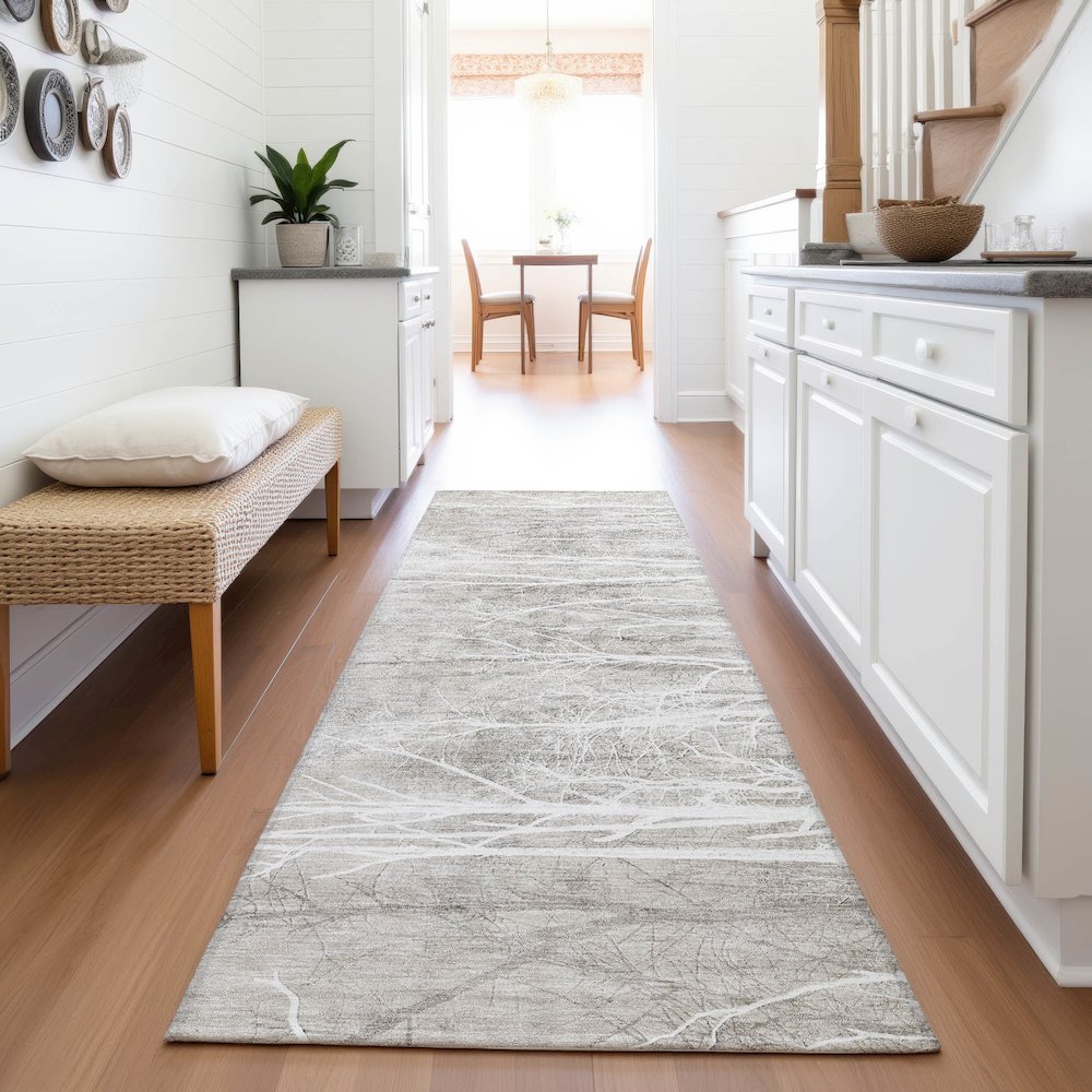 Machine Washable Indoor/Outdoor Chantille ACN2083 Silver 2'3" x 7'6" Runner Rug. Picture 5