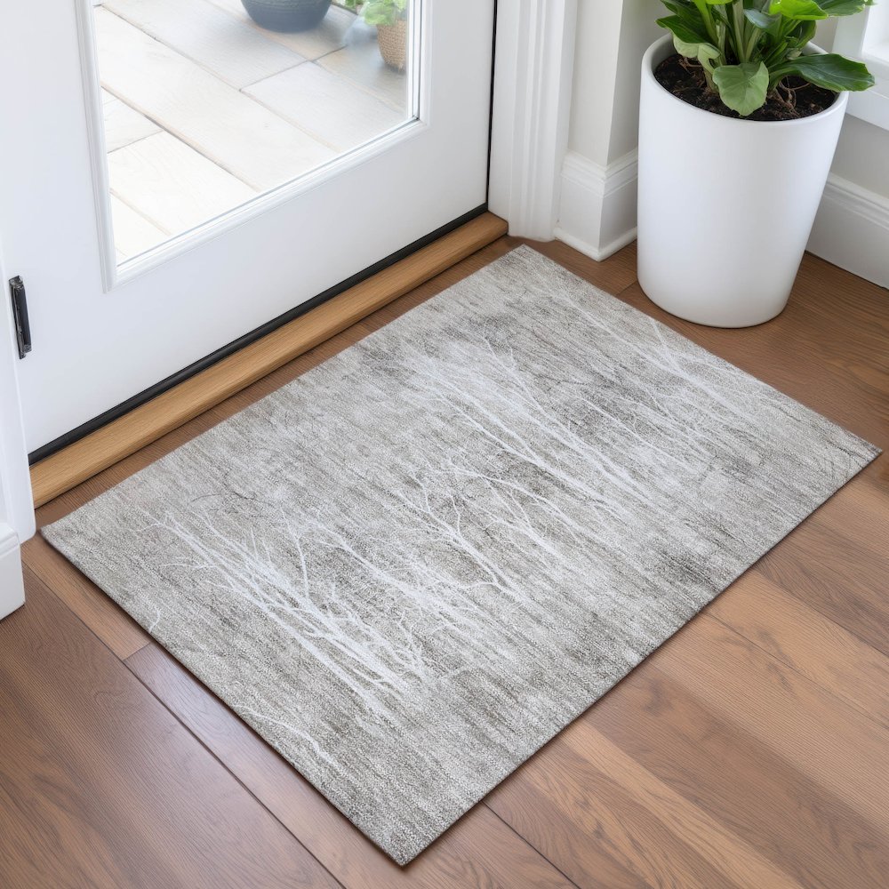 Machine Washable Indoor/Outdoor Chantille ACN2083 Silver 1'8" x 2'6" Rug. Picture 5