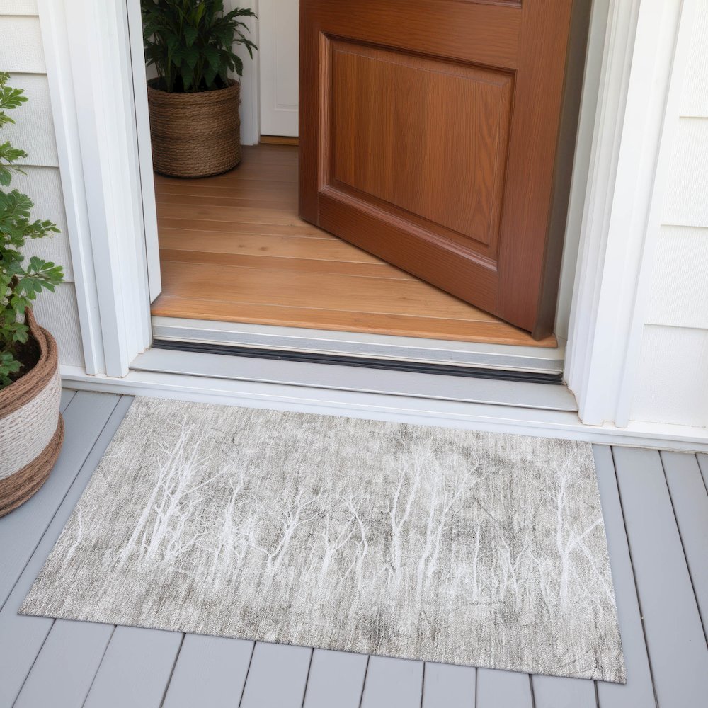 Machine Washable Indoor/Outdoor Chantille ACN2083 Silver 1'8" x 2'6" Rug. Picture 6