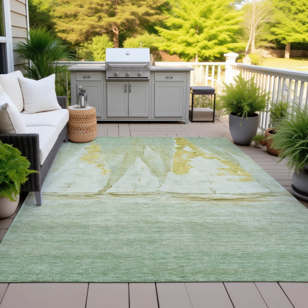 Machine Washable Indoor/Outdoor Chantille ACN2084 Green 2'6" x 3'10" Rug. Picture 7
