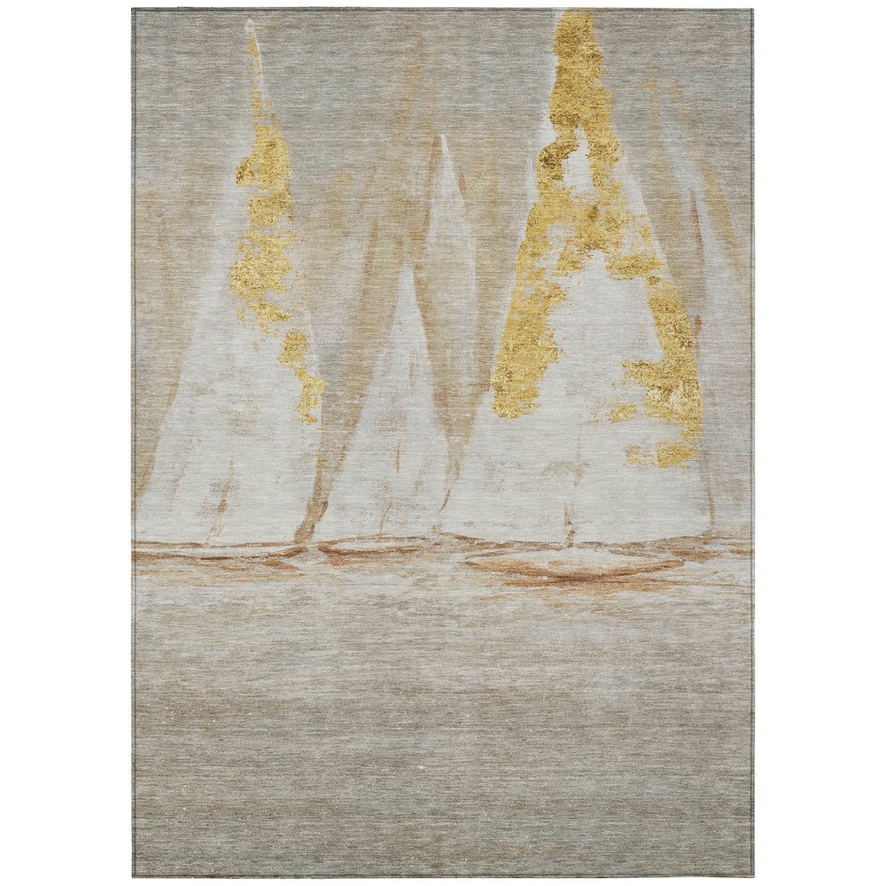 Machine Washable Indoor/Outdoor Chantille ACN2084 Taupe 2'6" x 3'10" Rug. Picture 1