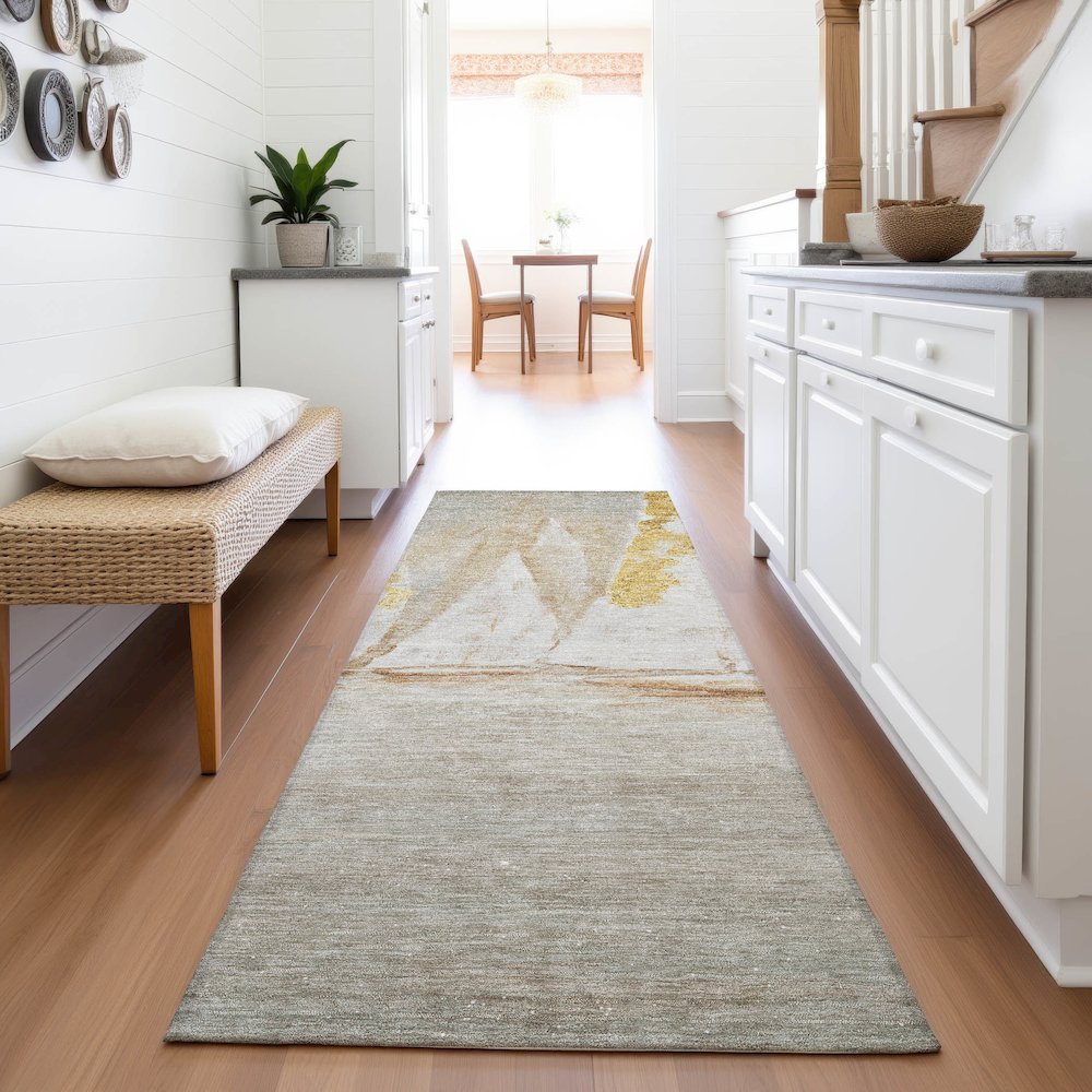 Machine Washable Indoor/Outdoor Chantille ACN2084 Taupe 2'3" x 7'6" Runner Rug. Picture 5
