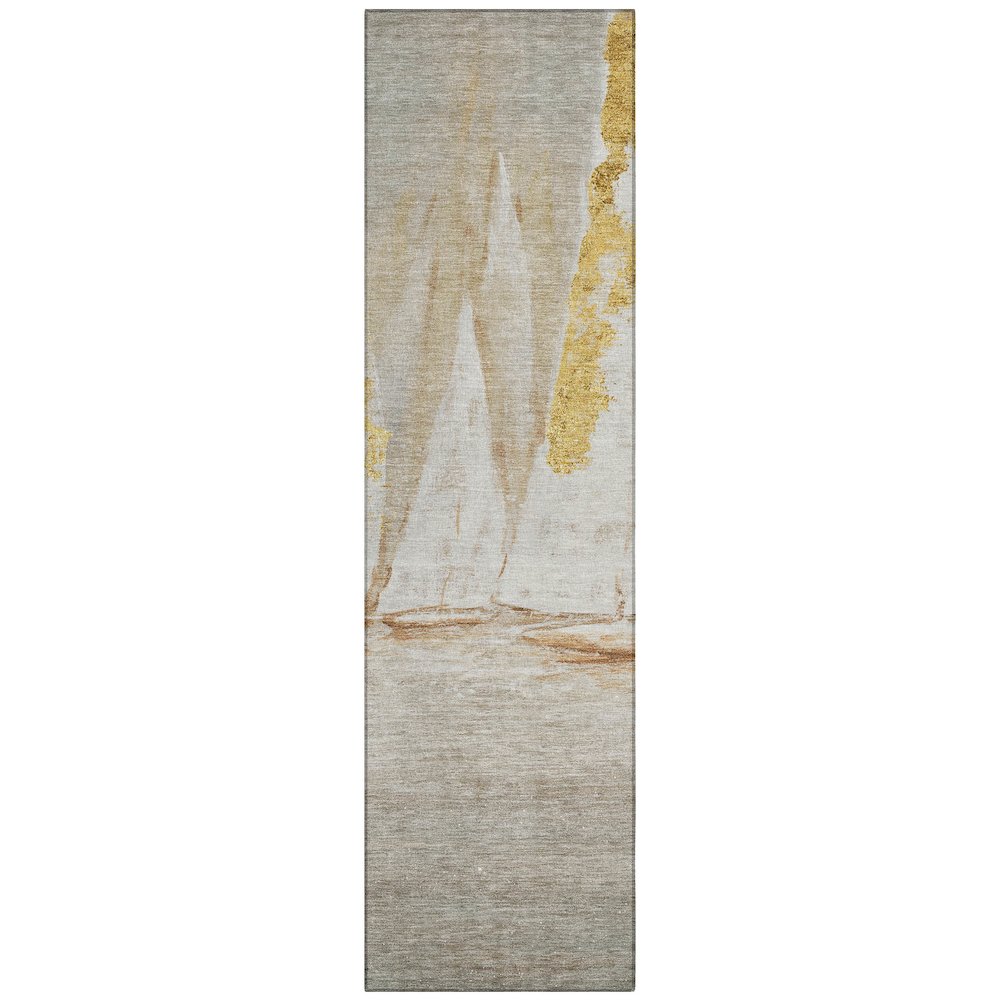 Machine Washable Indoor/Outdoor Chantille ACN2084 Taupe 2'3" x 7'6" Runner Rug. Picture 1