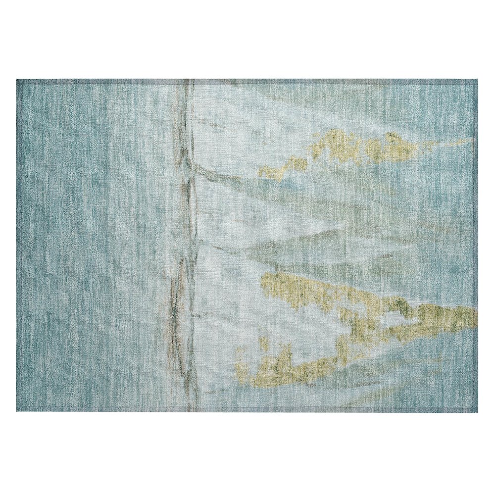 Machine Washable Indoor/Outdoor Chantille ACN2084 Teal 1'8" x 2'6" Rug. Picture 1