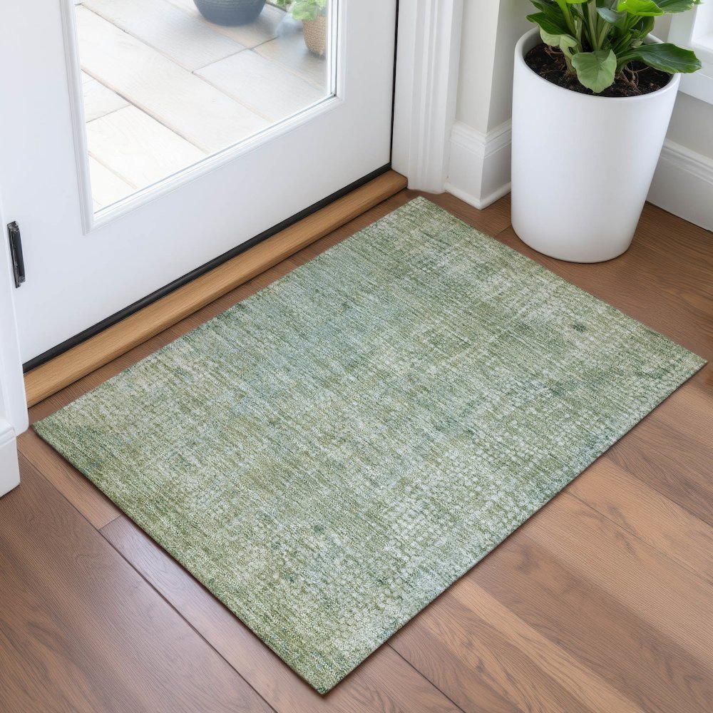 Machine Washable Indoor/Outdoor Chantille ACN2087 Green 1'8" x 2'6" Rug. Picture 5