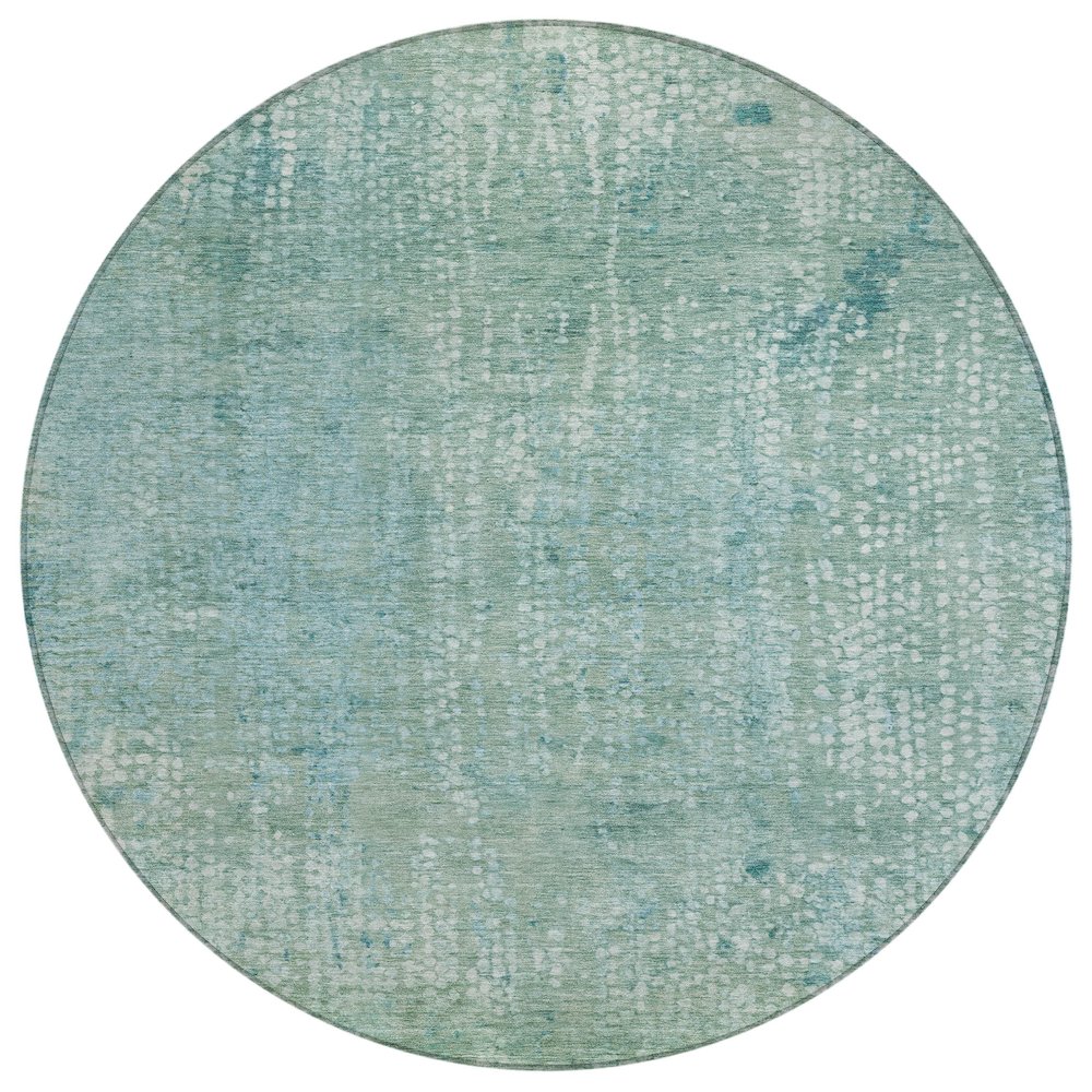 Machine Washable Indoor/Outdoor Chantille ACN2087 Teal 8' x 8' Round Rug. Picture 1