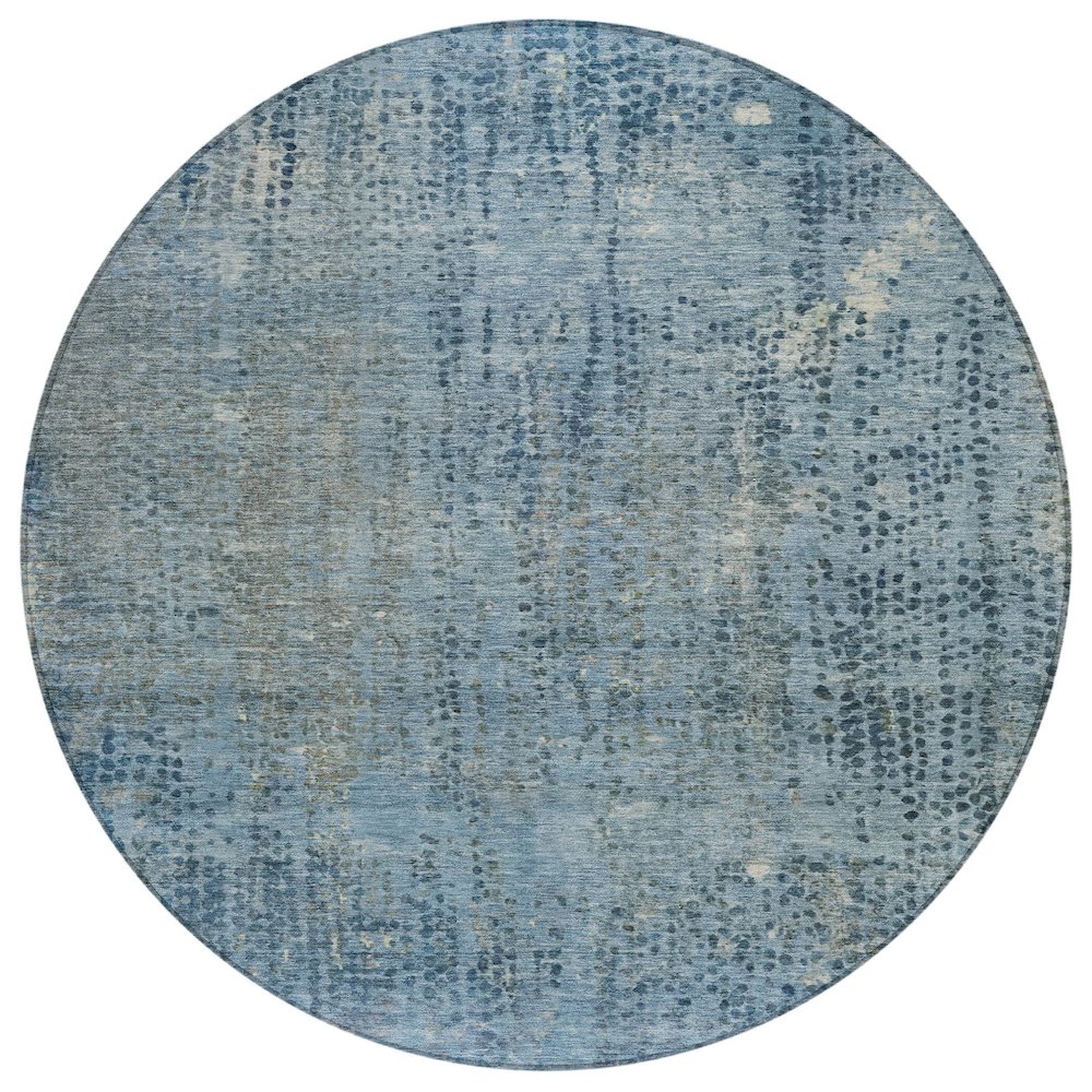 Machine Washable Indoor/Outdoor Chantille ACN2088 Blue 8' x 8' Round Rug. Picture 1