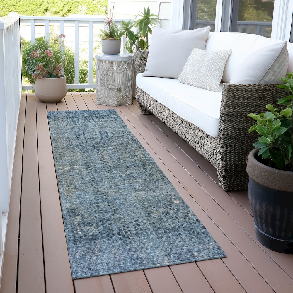 Machine Washable Indoor/Outdoor Chantille ACN2088 Blue 2'3" x 7'6" Runner Rug. Picture 6