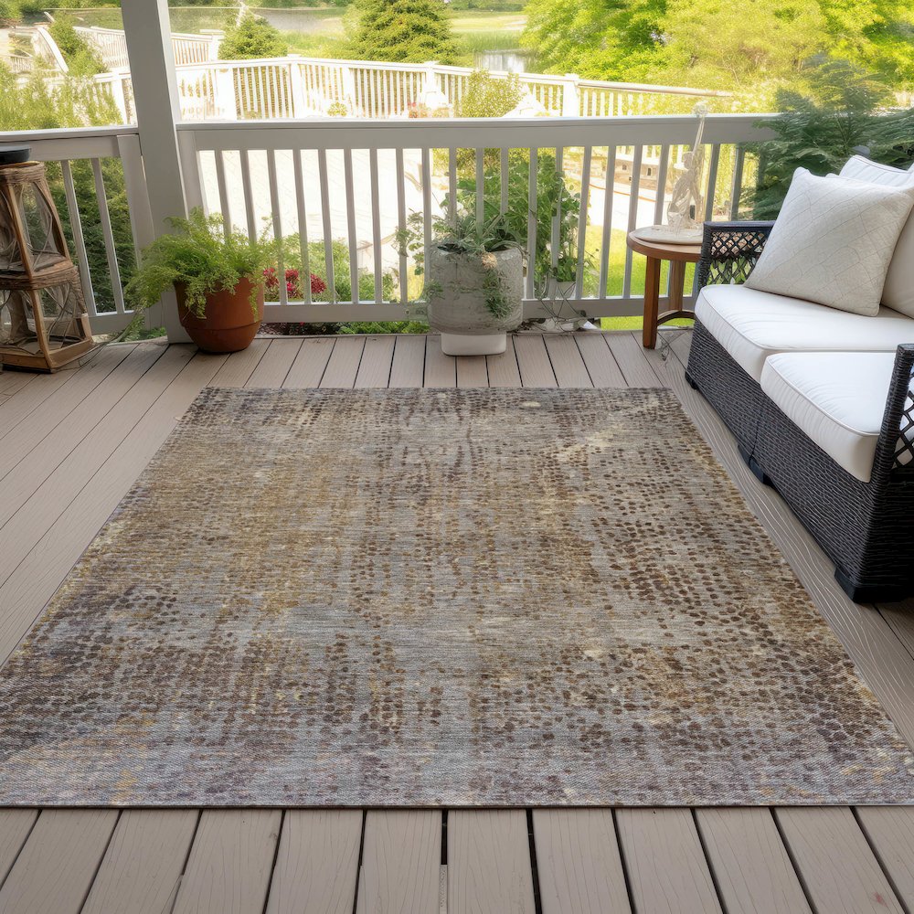 Machine Washable Indoor/Outdoor Chantille ACN2088 Brown 2'6" x 3'10" Rug. Picture 8