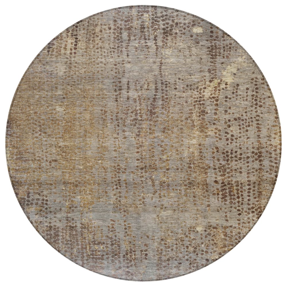 Machine Washable Indoor/Outdoor Chantille ACN2088 Brown 8' x 8' Round Rug. Picture 1