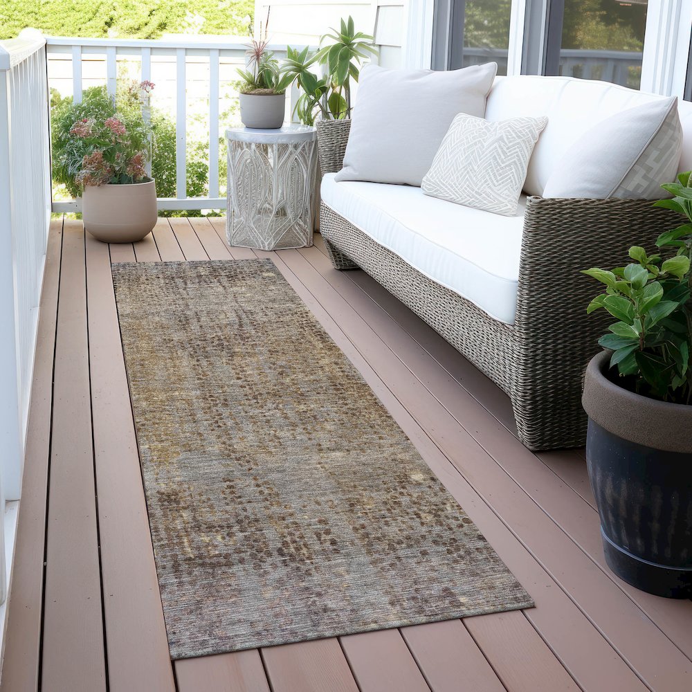 Machine Washable Indoor/Outdoor Chantille ACN2088 Brown 2'3" x 7'6" Runner Rug. Picture 6