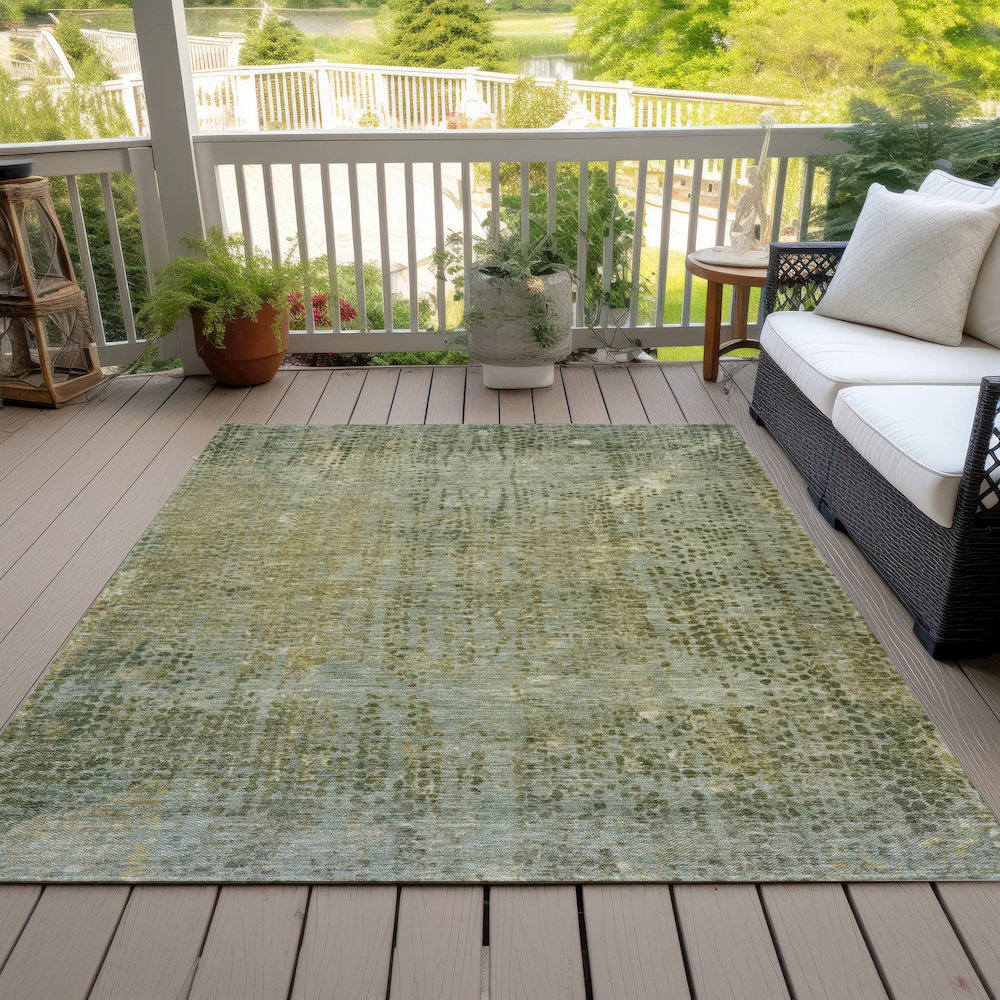 Machine Washable Indoor/Outdoor Chantille ACN2088 Green 2'6" x 3'10" Rug. Picture 8