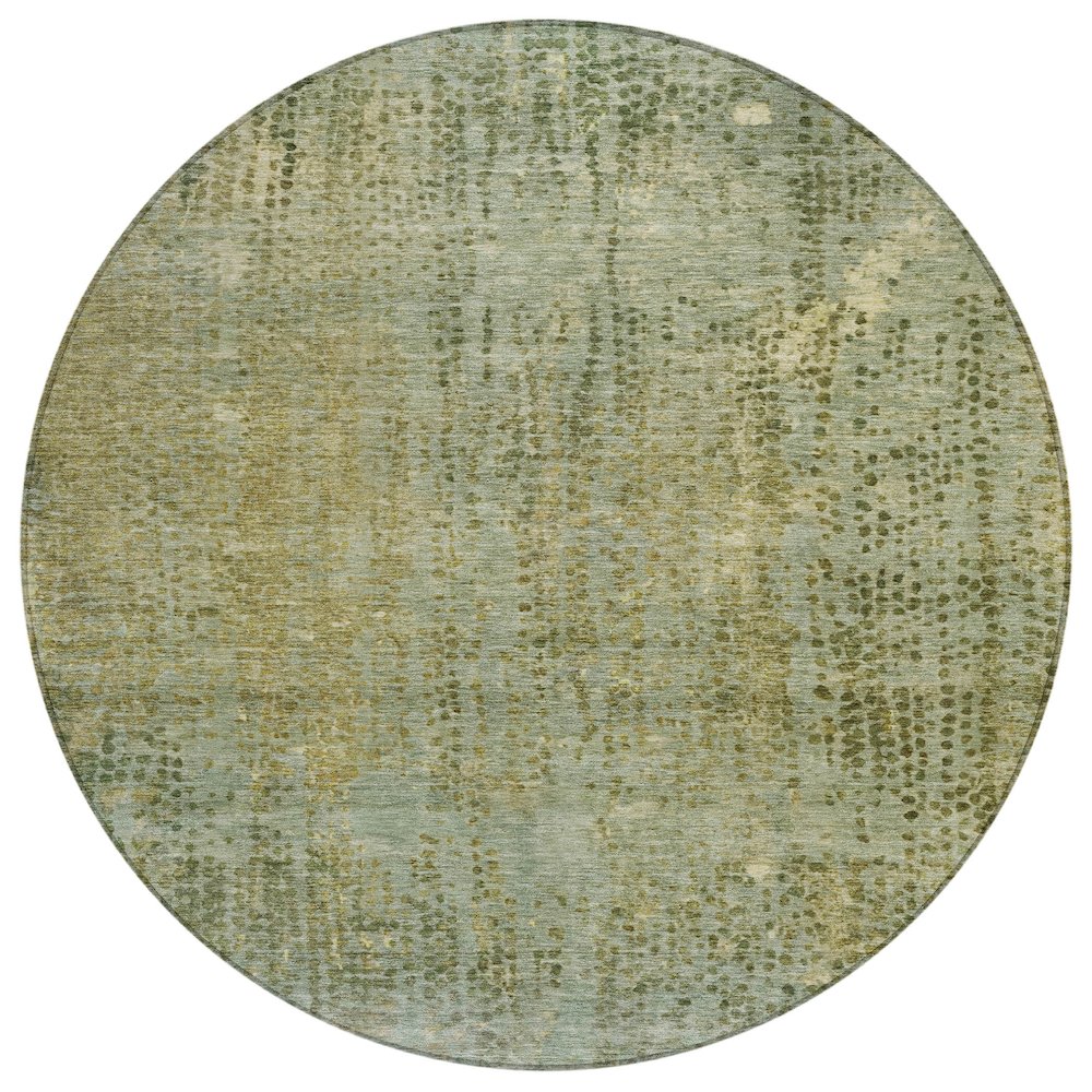 Machine Washable Indoor/Outdoor Chantille ACN2088 Green 8' x 8' Round Rug. Picture 1