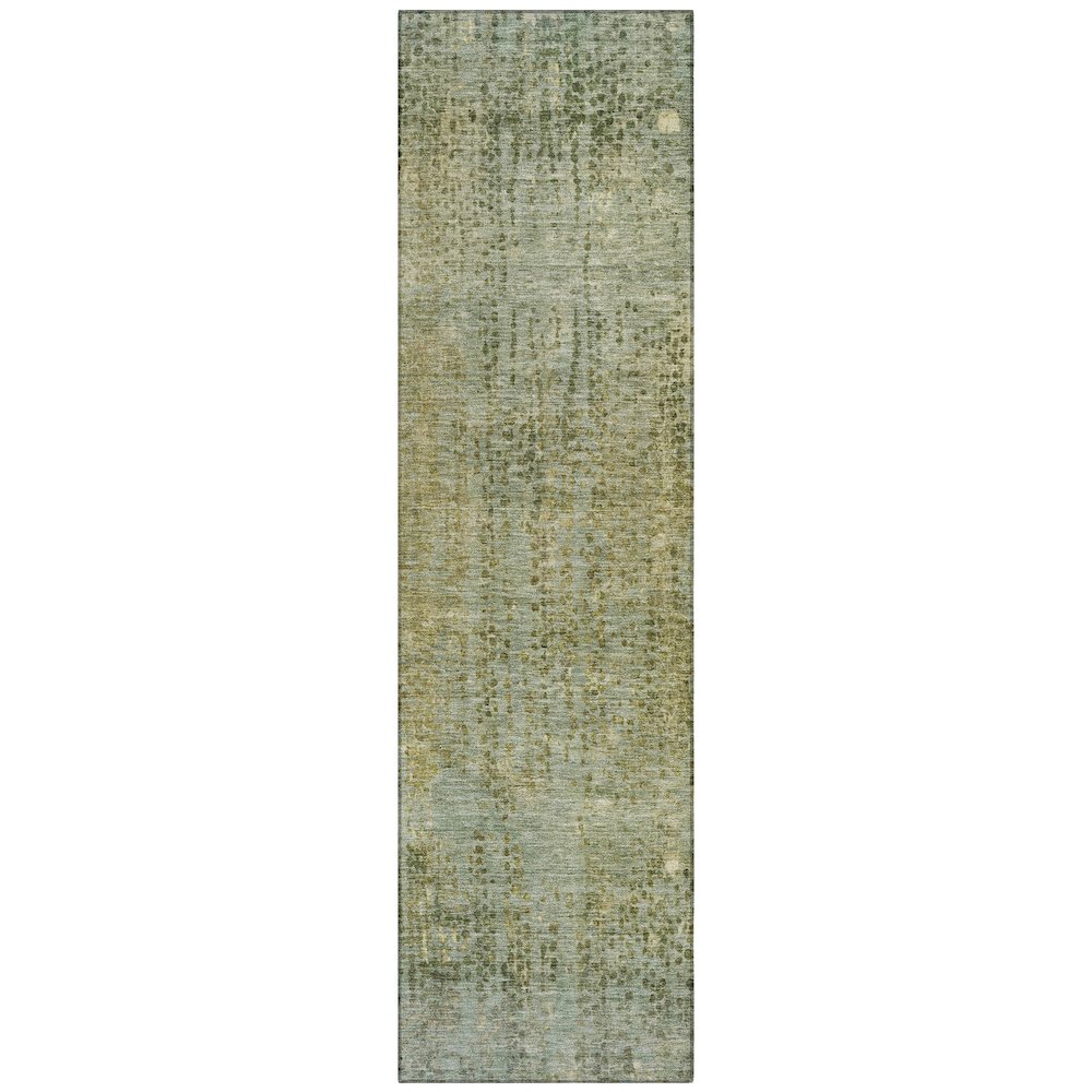 Machine Washable Indoor/Outdoor Chantille ACN2088 Green 2'3" x 7'6" Runner Rug. Picture 1