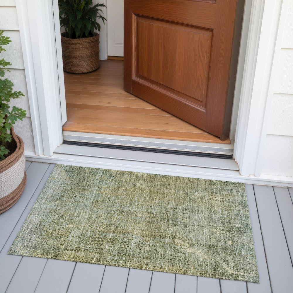 Machine Washable Indoor/Outdoor Chantille ACN2088 Green 1'8" x 2'6" Rug. Picture 6